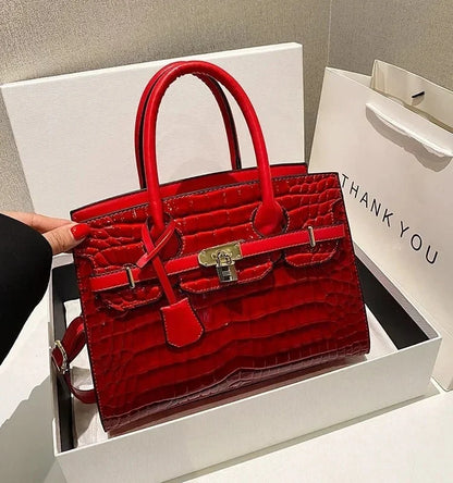 Bolsa Feminina em Couro PU Textura Croco Modelo Blinkin